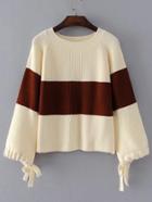Romwe Block Striped Raglan Sleeve Sweater
