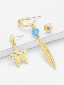 Romwe Round & Flower Design Earring Set