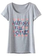 Romwe Grey Short Sleeve Letter Star Print T-shirt