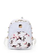 Romwe Pocket Front Butterfly Print Pu Backpack