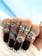 Romwe Flower And Leaf Detail Wrap Ring 8pcs