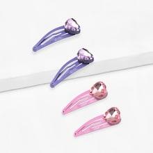 Romwe Heart Rhinestone Decorated Hair Clip 2pairs