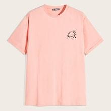 Romwe Guys Cuffed Sleeve Planet Print Top