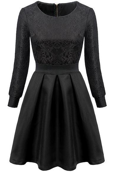 Romwe Jacquard A-line Black Dress