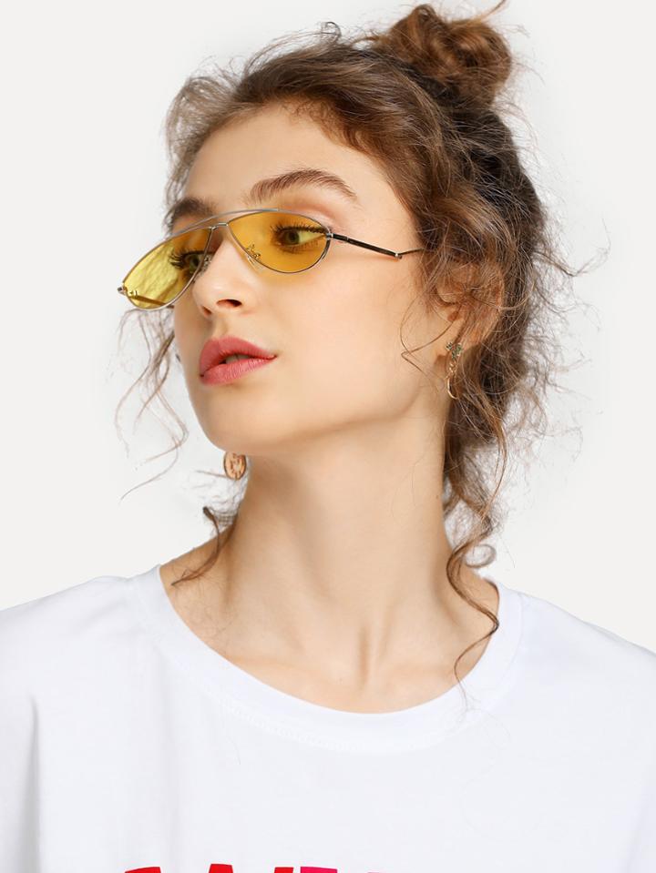 Romwe Metal Frame Top Bar Sunglasses