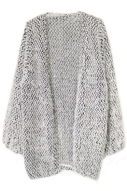 Romwe Romwe Waved Buttonless Grey Cardigan
