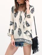 Romwe Bell Sleeve Lace Up Blouse