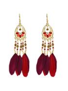 Romwe Red Exotic Feather Earrings