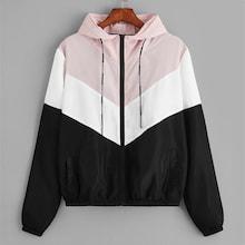Romwe Cut And Sew Panel Hooded Windbreaker Jacket