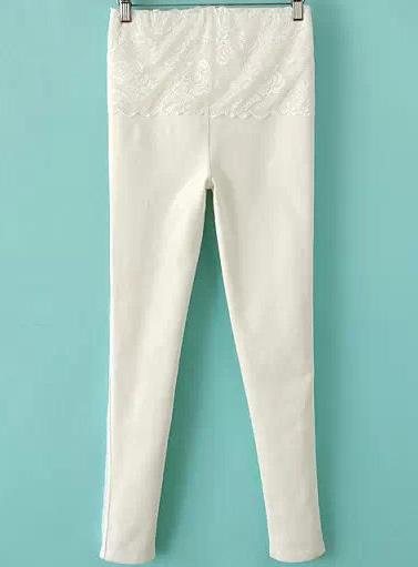 Romwe Lace Slim White Legging