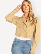 Romwe Gigot Sleeve Crop Trench Coat