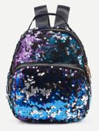 Romwe Faux Leather Iridescent Sequin Backpack