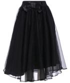 Romwe Bow Sheer Mesh Black Skirt
