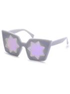 Romwe Grey Frame Purple Star Shaped Lens Sunglasses