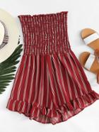 Romwe Ruffle Hem Pleated Tube Romper
