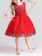 Romwe Embroidered Bow Tie Back Ball Gown