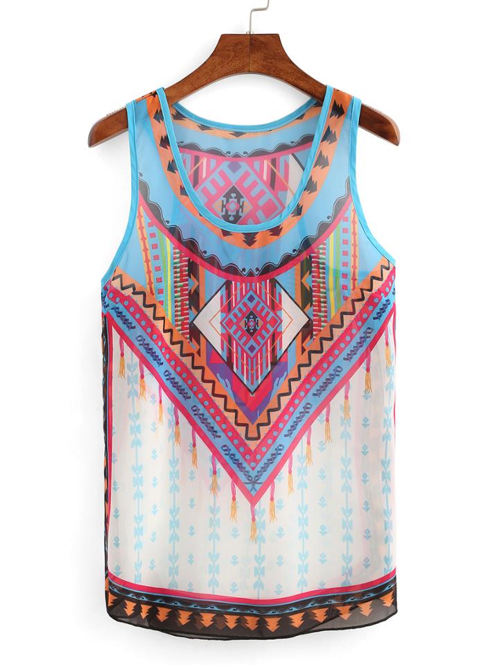 Romwe Tribal Print Tank Top