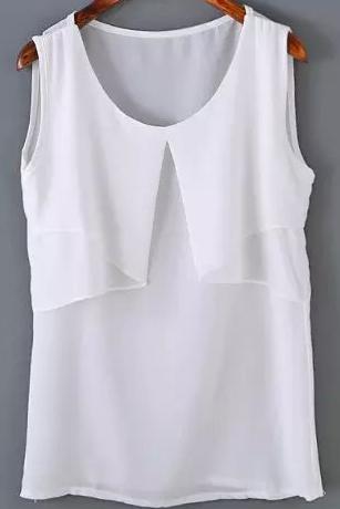 Romwe Ruffle White Tank Top