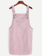 Romwe Pink Corduroy Overall Dress With Pocket