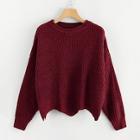 Romwe Plus Drop Shoulder Asymmetrical Hem Sweater