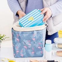 Romwe Flamingo Print Drawstring Lunch Storage Bag
