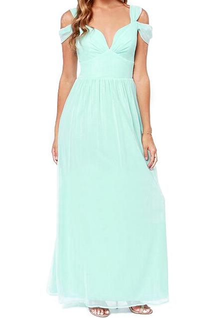 Romwe Strapped V-neck Slim Maxi Dress