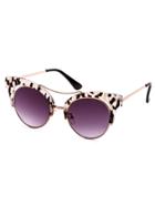 Romwe Marble Frame Double Bridge Cat Eye Sunglasses