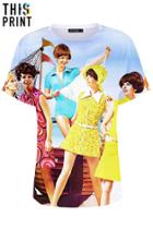 Romwe This Is Print Live In 60s Print Short-sleeved T-shirt