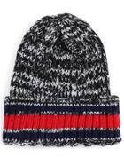Romwe Striped-trim Knit Black Hat