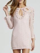 Romwe Long Sleeve Lace Hollow Fitted Dress
