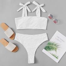 Romwe Polka Dot High Leg Bikini
