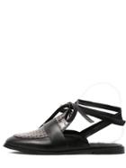 Romwe Snake Embossed Ankle Wrap Mules - Grey