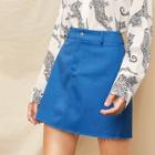 Romwe Raw Hem Solid Skirt