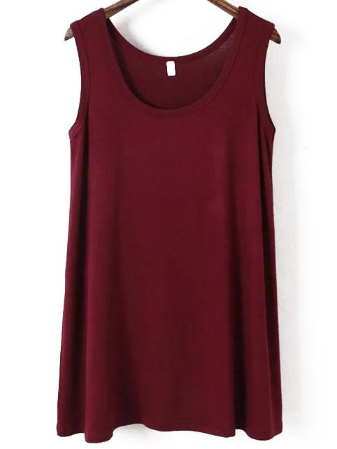 Romwe Scoop Neck Burgundy Tank Top