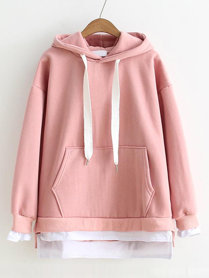 Romwe 2 In 1 Dip Hem Boyfriend Hoodie