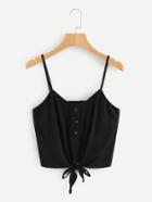 Romwe Knotted Hem Crop Cami Top