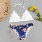 Romwe Tropical Print Scalloped Bikini Set