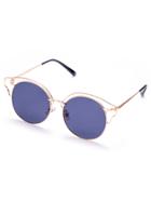 Romwe Gold Frame Transparent Design Round Sunglasses
