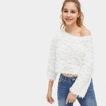 Romwe Crop Fuzzy Sweatshirt