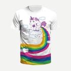 Romwe Guys Cartoon Unicorn Painting Print Tee