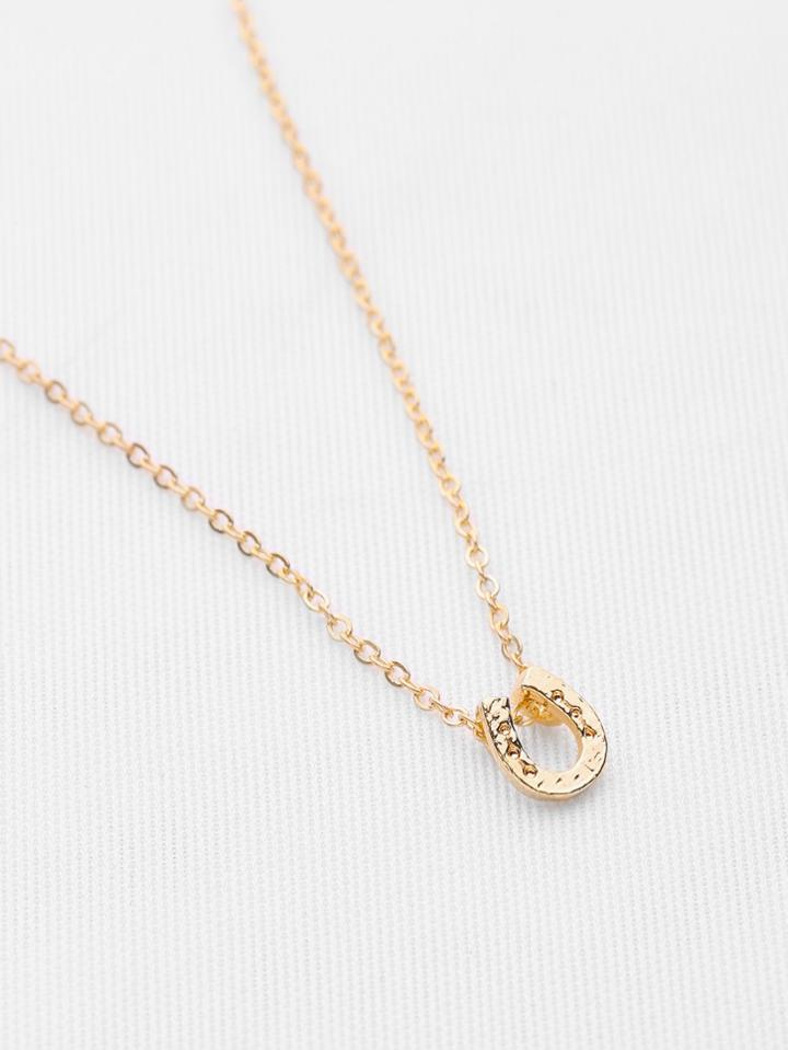 Romwe Hammered Charm Chain Necklace