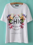 Romwe Floral Chic Print Loose T-shirt