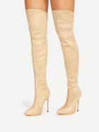 Romwe Pointed Toe Stiletto Heeled Thigh High Boots