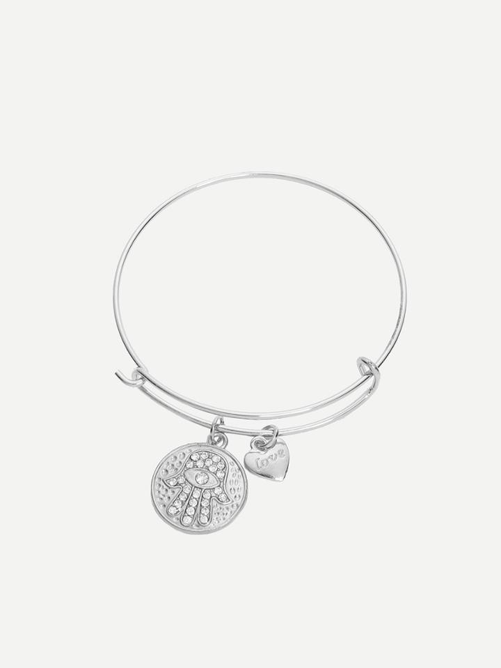 Romwe Silver Cristal Coin Bracelet
