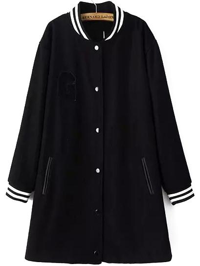 Romwe Contrast Collar With Buttons Coat