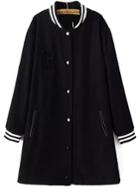 Romwe Contrast Collar With Buttons Coat