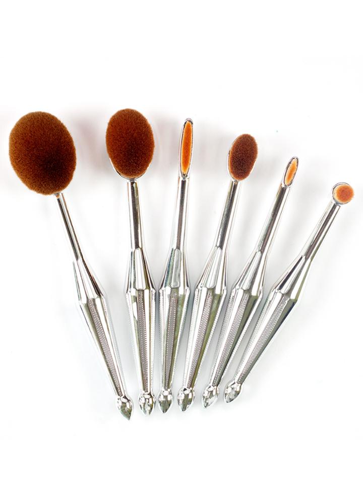 Romwe Metallic Multipurpose Makeup Brush 6pcs