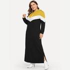 Romwe Plus Color-block Hooded Sweatshirt Dress