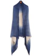 Romwe Navy Ombre Raw Edge Scarf