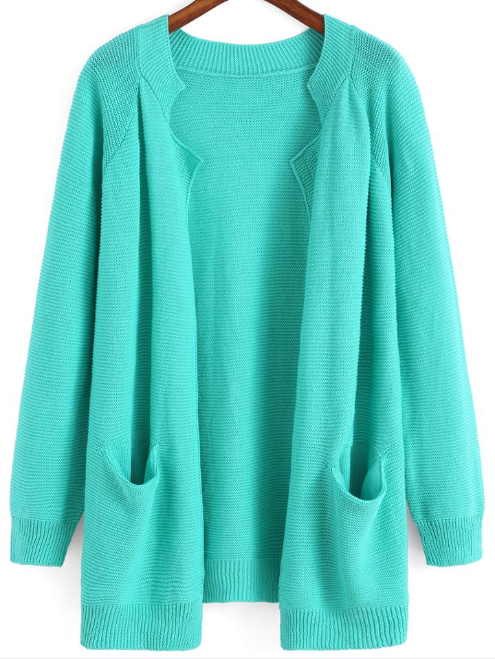 Romwe Long Sleeve Pockets Knit Cardigan